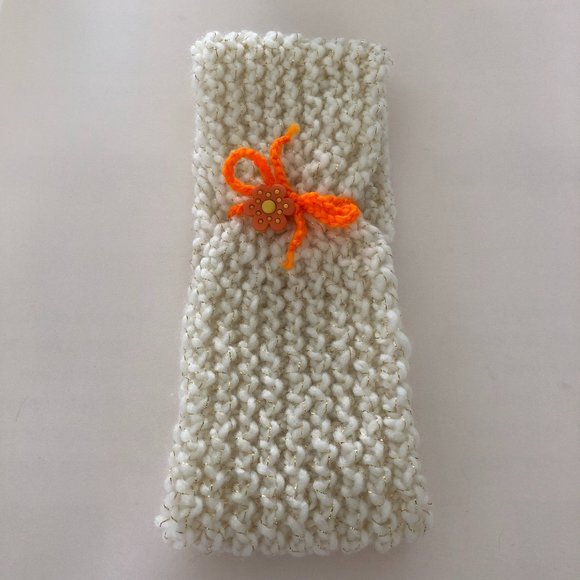 Knitted headband, ear warmer with flower button - Picture 5 of 8